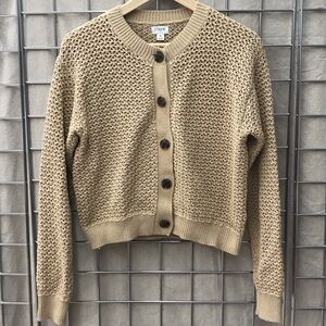 J. Crew Beige/Tan Open-Knit Button Cardigan